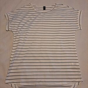 SHEIN White Tee with Black Horizontal Stripes